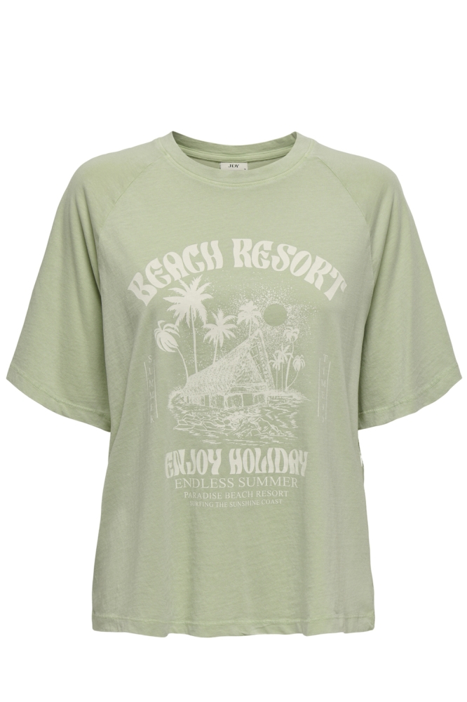 JDYFAROCK S/S OVERSIZE PRINT TOP JR 15345724 SMOKE GREEN
